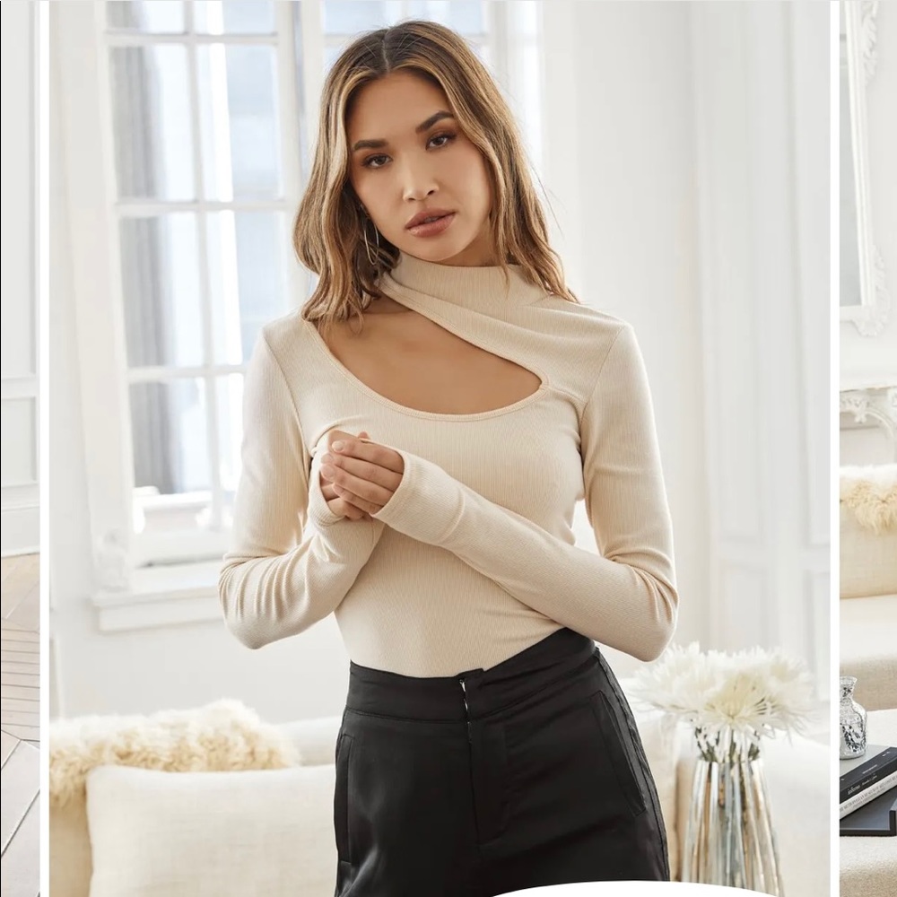 NWT Ribbed Cutout Knit Top